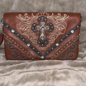Brown Cross Wallet Wristlet